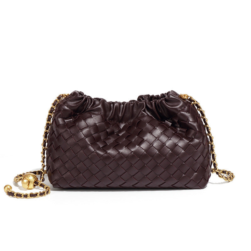 Cloudy Woven Handbag With Gold Chanel-style Chain
