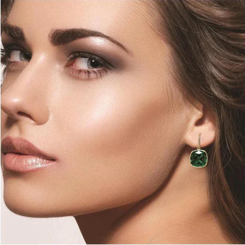 Emerald Drop Earrings 925 Sterling Silver Gems