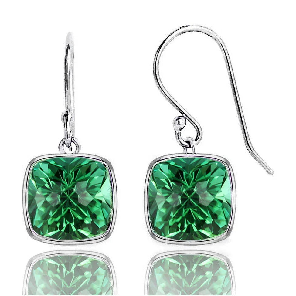 Emerald Drop Earrings 925 Sterling Silver Gems