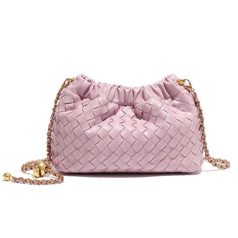 Cloudy Woven Handbag With Gold Chanel-style Chain