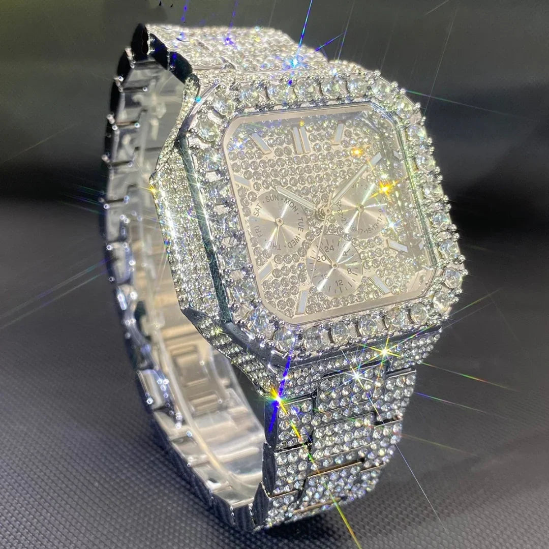 American Square-shaped Fully DiamondMulti-functional watch