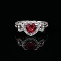 Women's Red Heart-shaped Wedding Ring