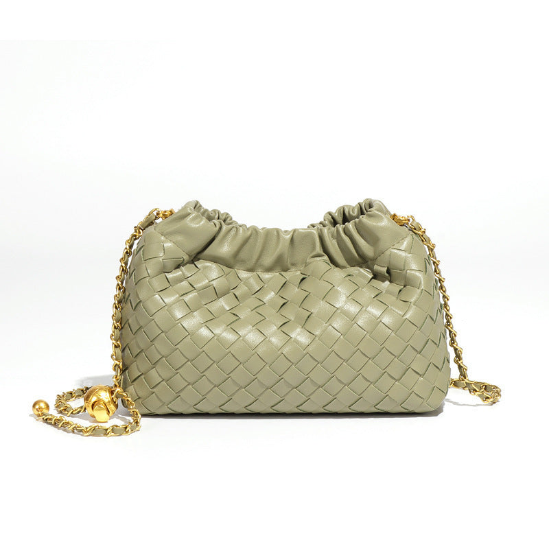 Cloudy Woven Handbag With Gold Chanel-style Chain