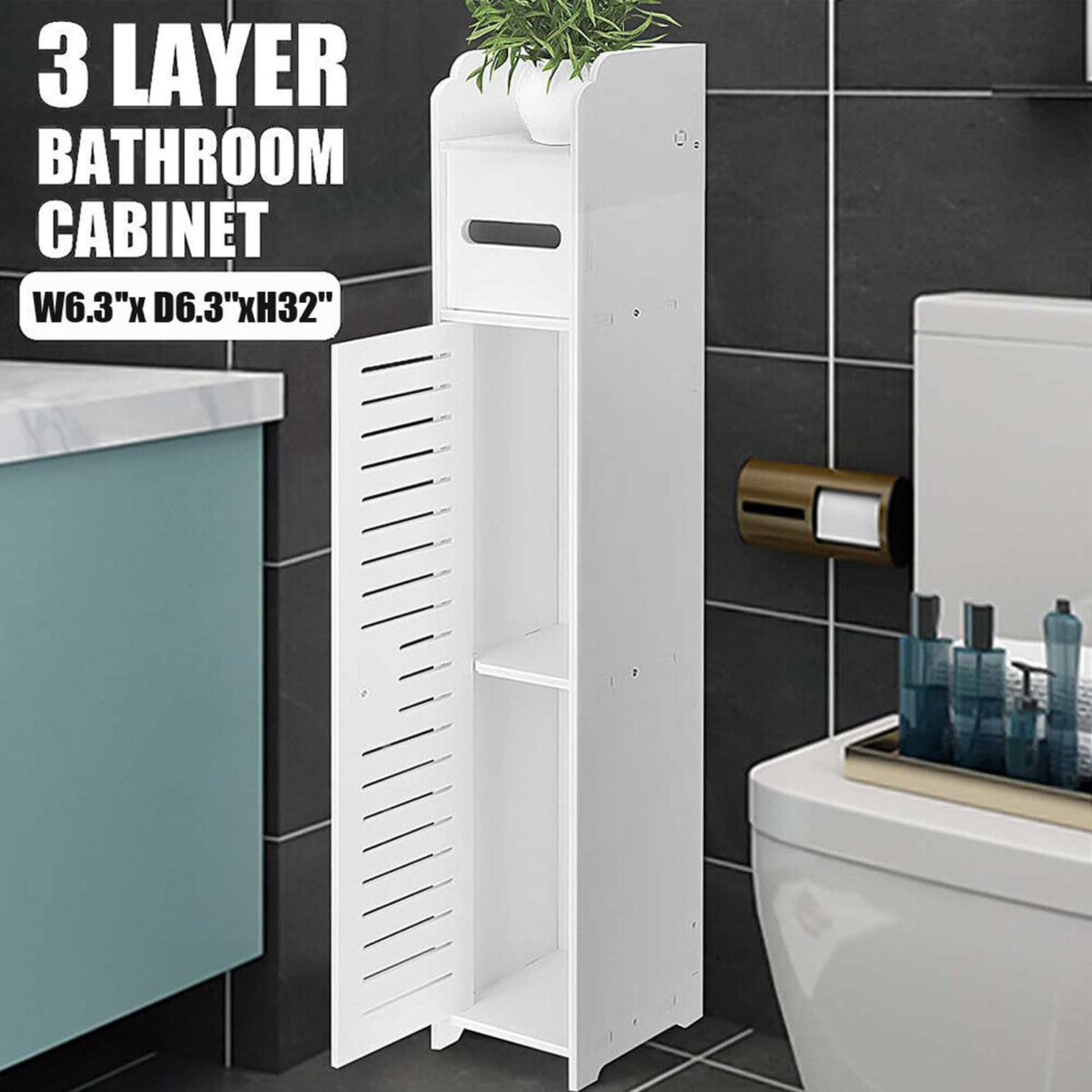 Bathroom Cabinets Tall Slim  Waterproof