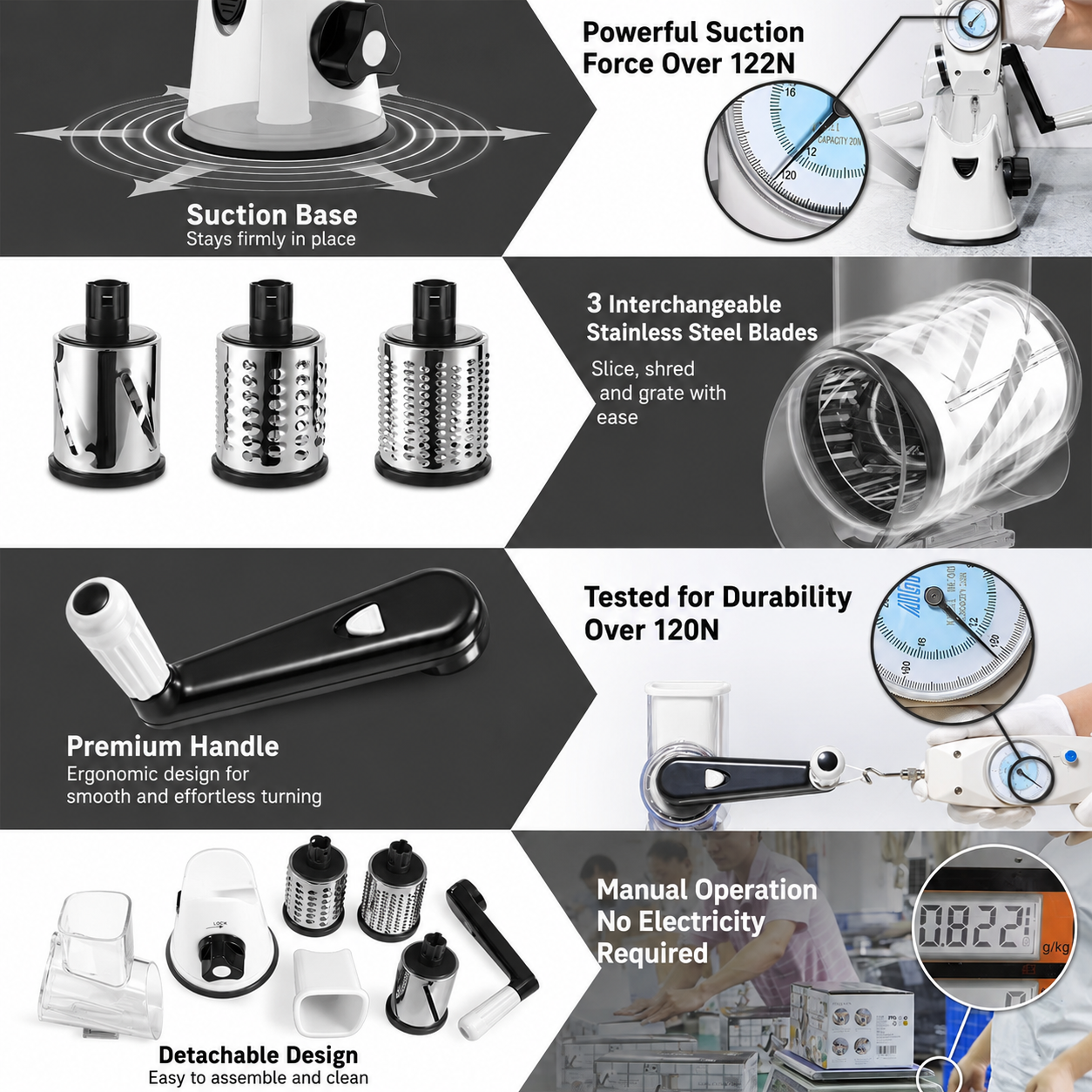 3-in-1 Rotary Vegetable Cutter & Cheese Grater