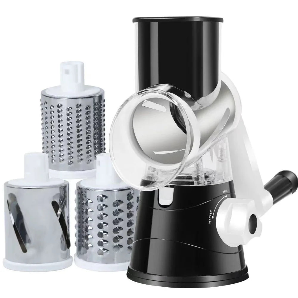 3-in-1 Rotary Vegetable Cutter & Cheese Grater