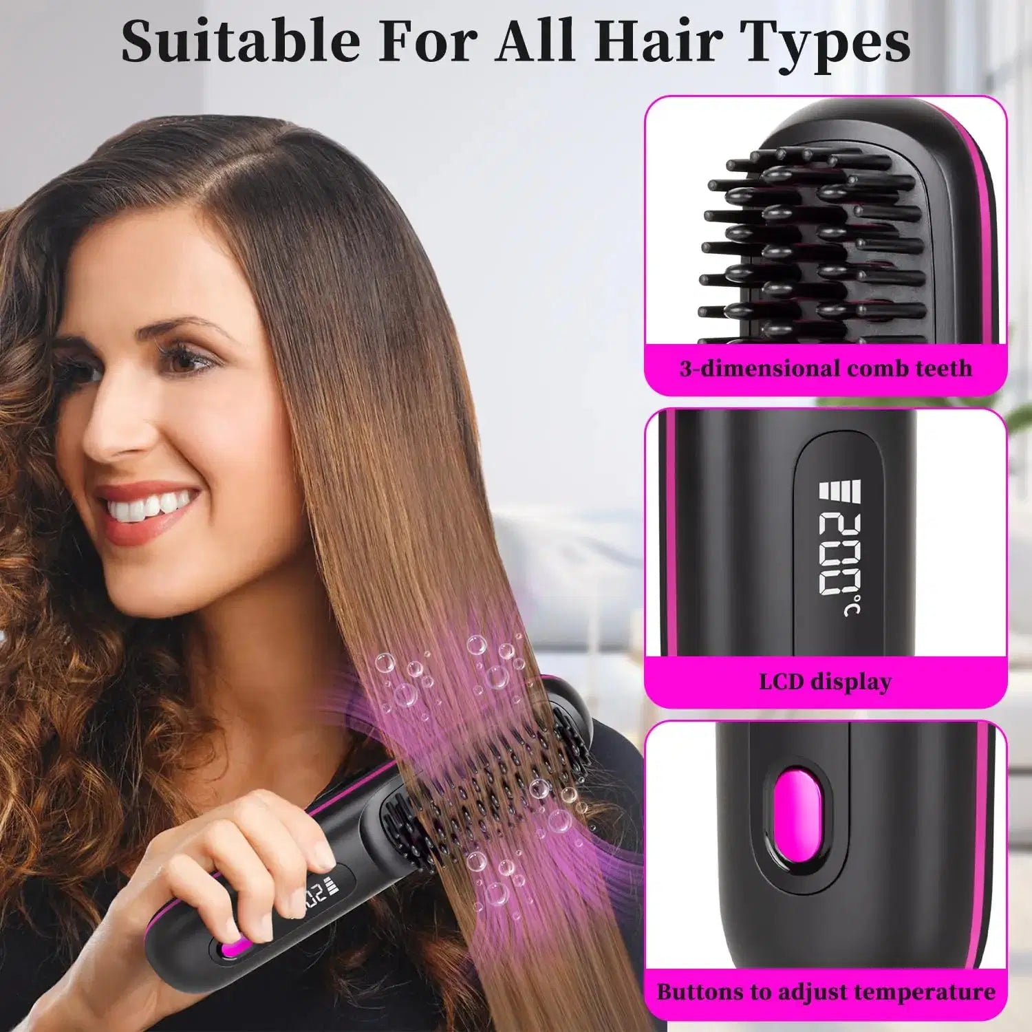 Professional Cordless Hair Straightening Brush - Multiverse store