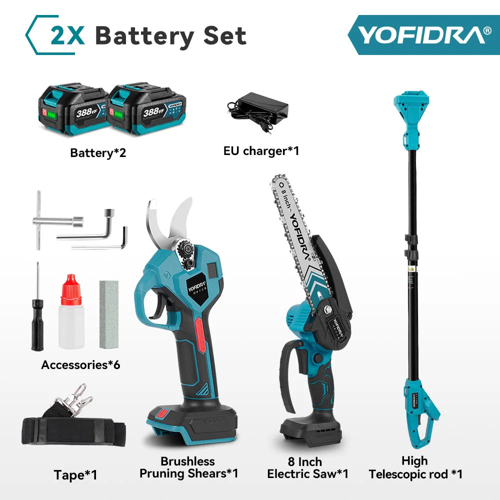 YOFIDRA Brushless Electric Chainsaw 3IN1 High Branch