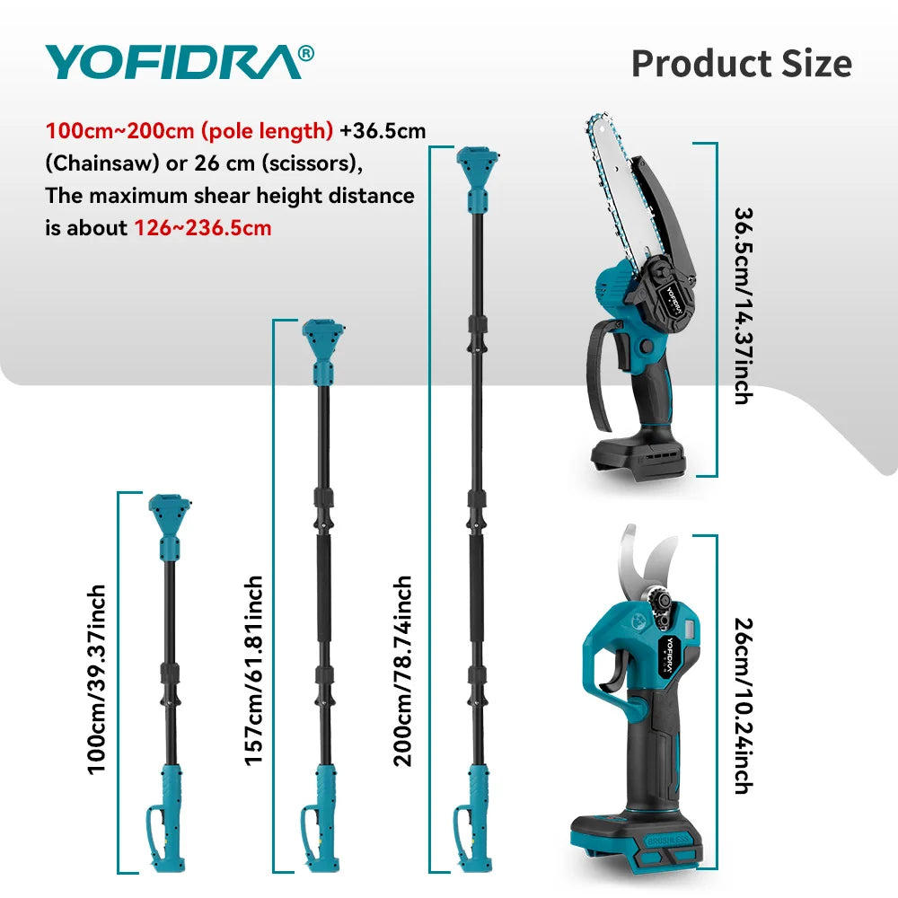 YOFIDRA Brushless Electric Chainsaw 3IN1 High Branch
