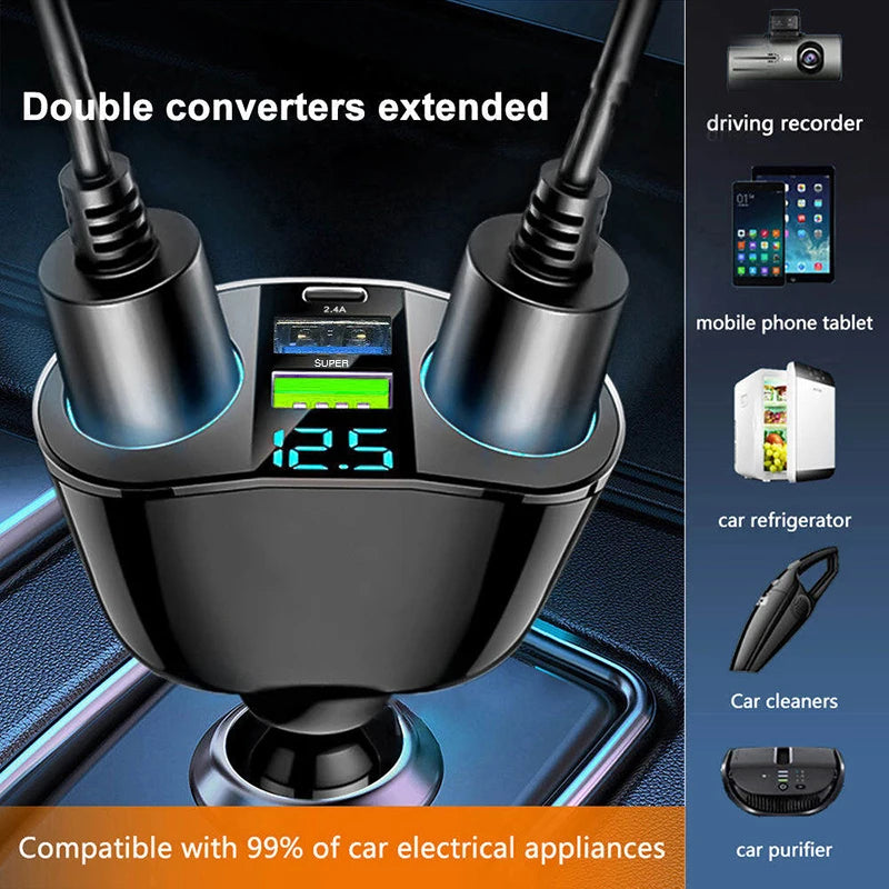 120W QC3.0 Dual USB Car Charger Adapter - Multiverse store