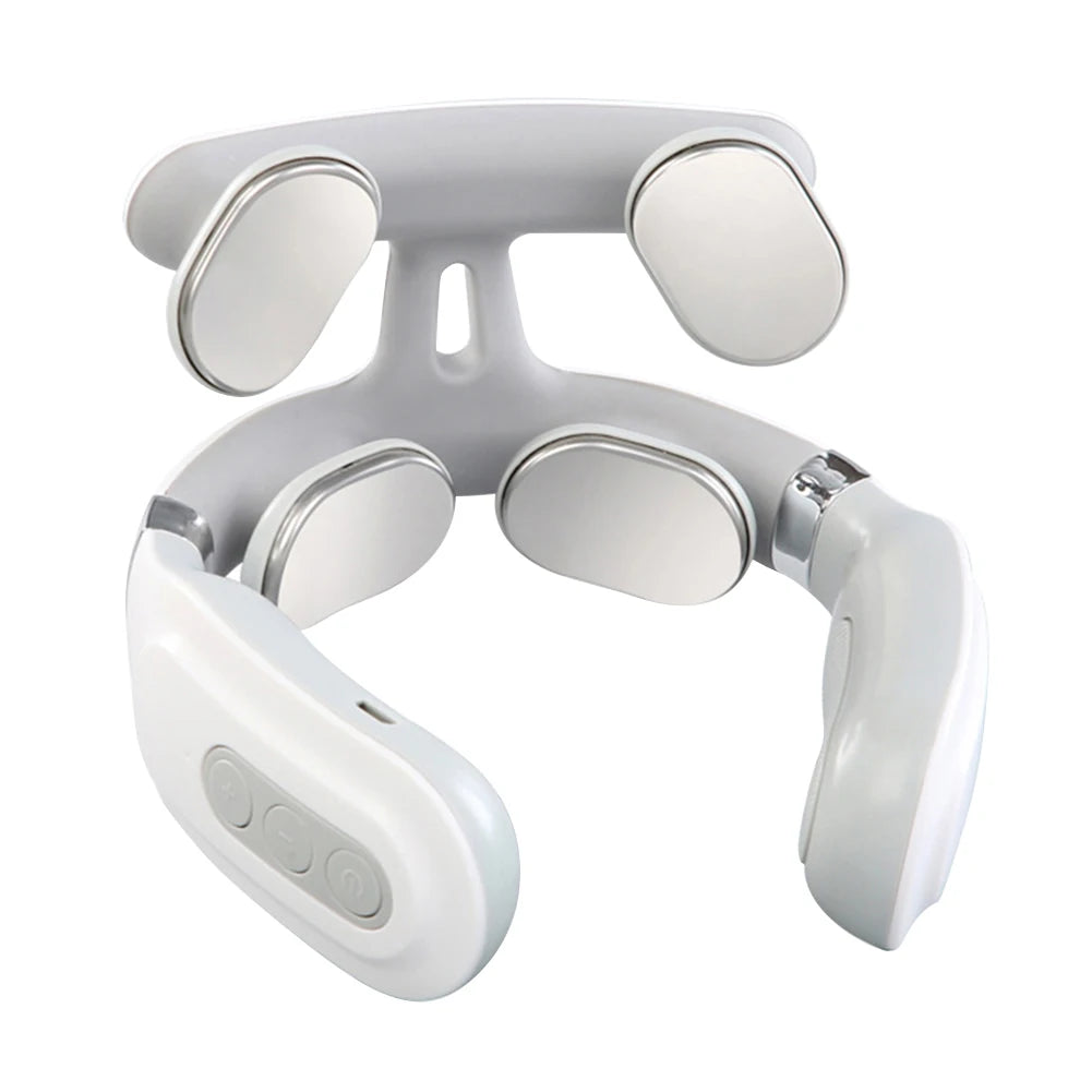 ComfortPulse™ 4-Head Electric Massager – Heat Therapy, 6 Modes & USB Rechargeable for Neck, Back & Shoulders