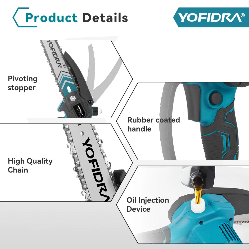 YOFIDRA Brushless Electric Chainsaw 3IN1 High Branch