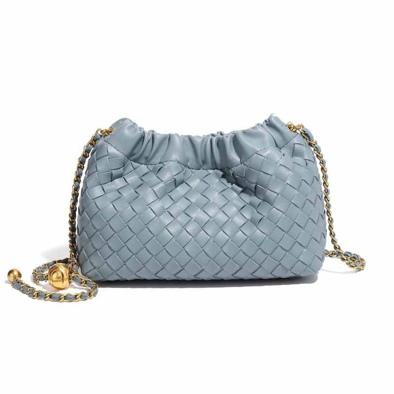 Cloudy Woven Handbag With Gold Chanel-style Chain