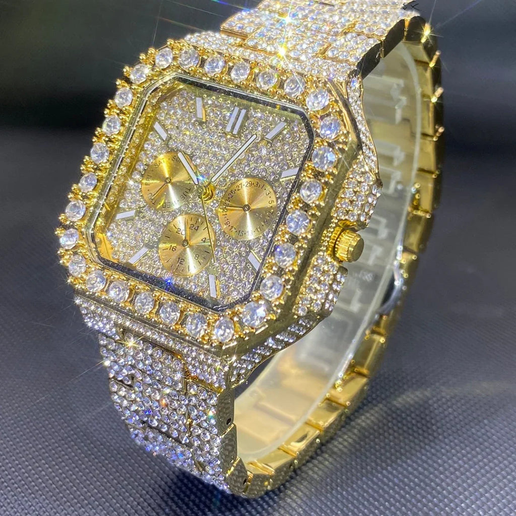 American Square-shaped Fully DiamondMulti-functional watch