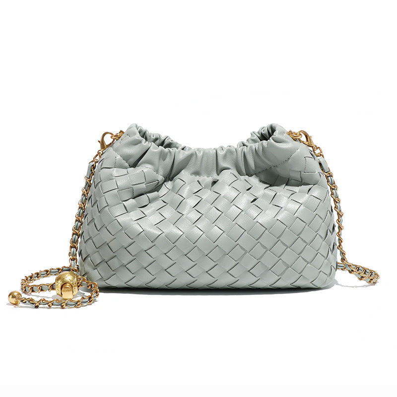 Cloudy Woven Handbag With Gold Chanel-style Chain