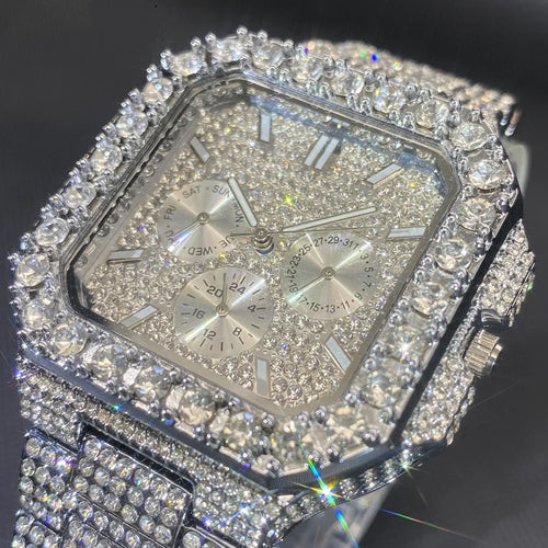 American Square-shaped Fully DiamondMulti-functional watch
