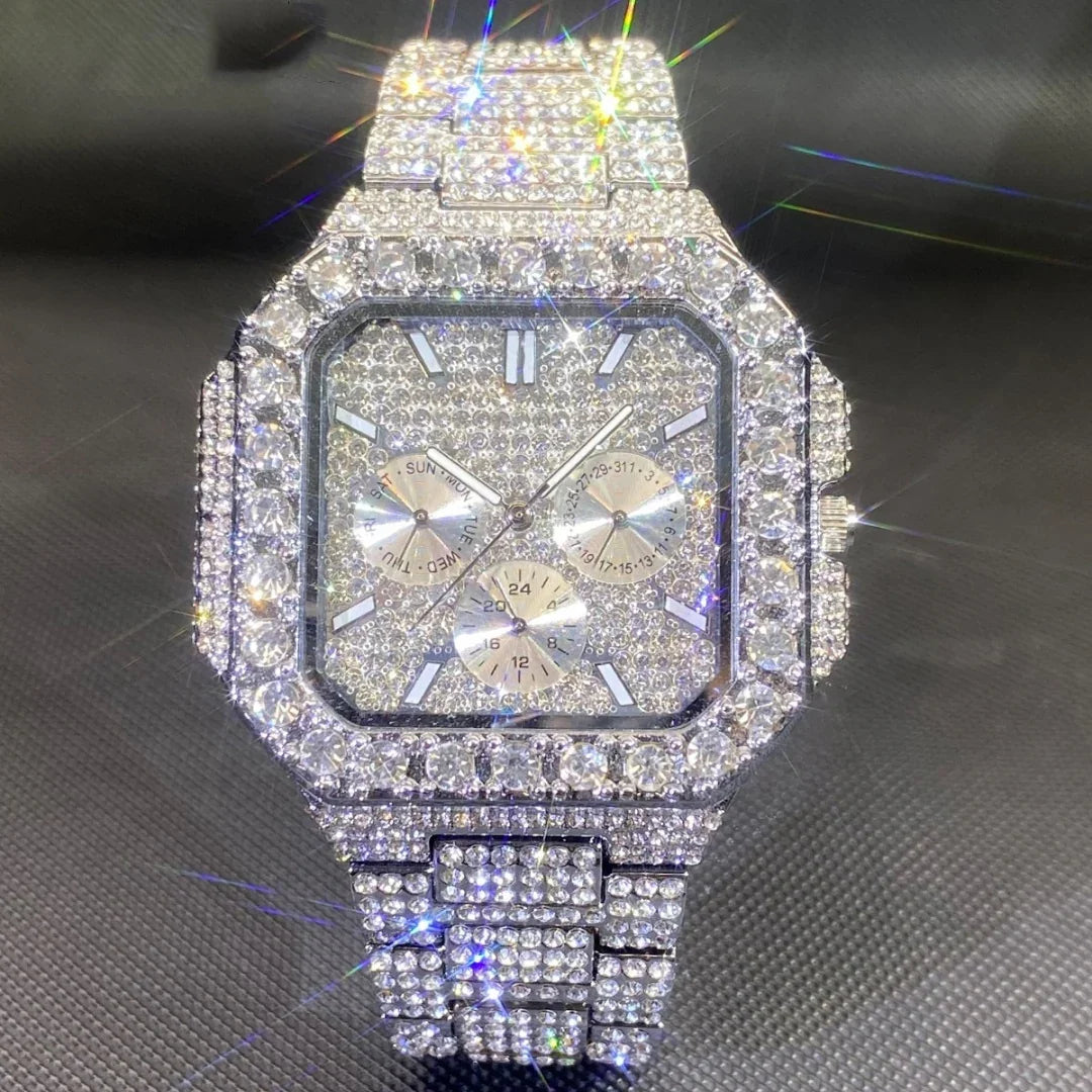 American Square-shaped Fully DiamondMulti-functional watch